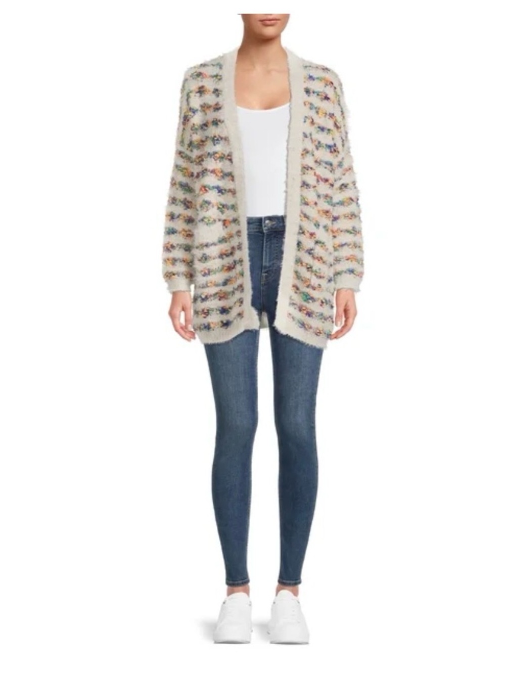 Dreamers by Debut Women's Open Front Rainbow Cardigan, Midweight - Size Large